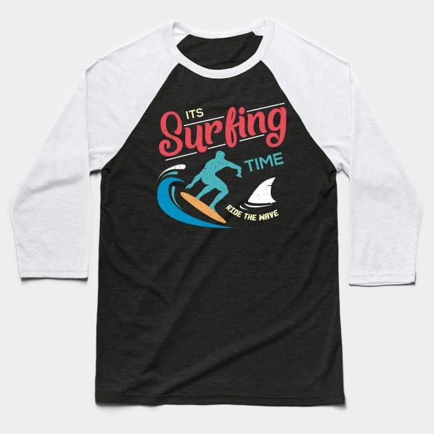 Colorful Surfer Logo Baseball T-Shirt by Dominic Becker